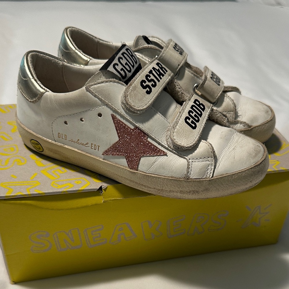 Golden Goose Kids White Sneakers with Pink Star - Style Velcro